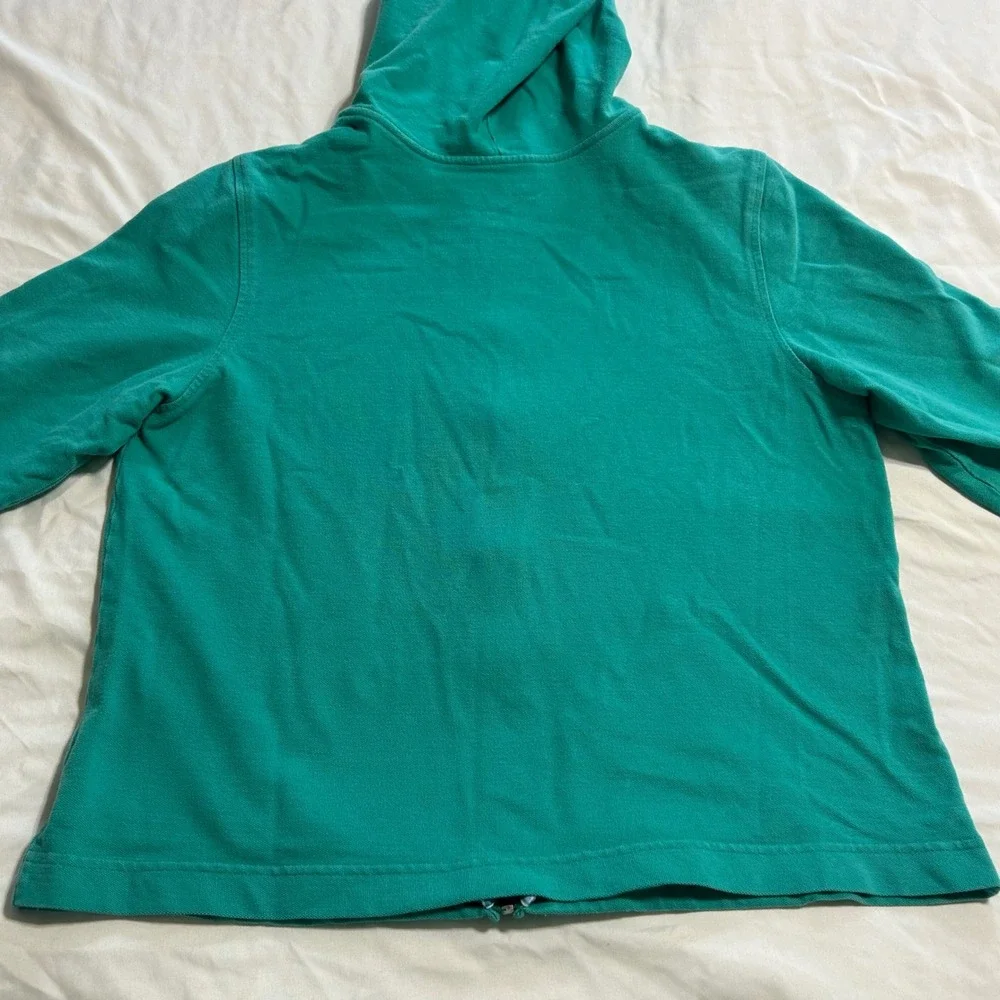Pacer Womens Green 3/4 Sleeve Full Zip Hoodie Pique Knit Sweatshirt Large